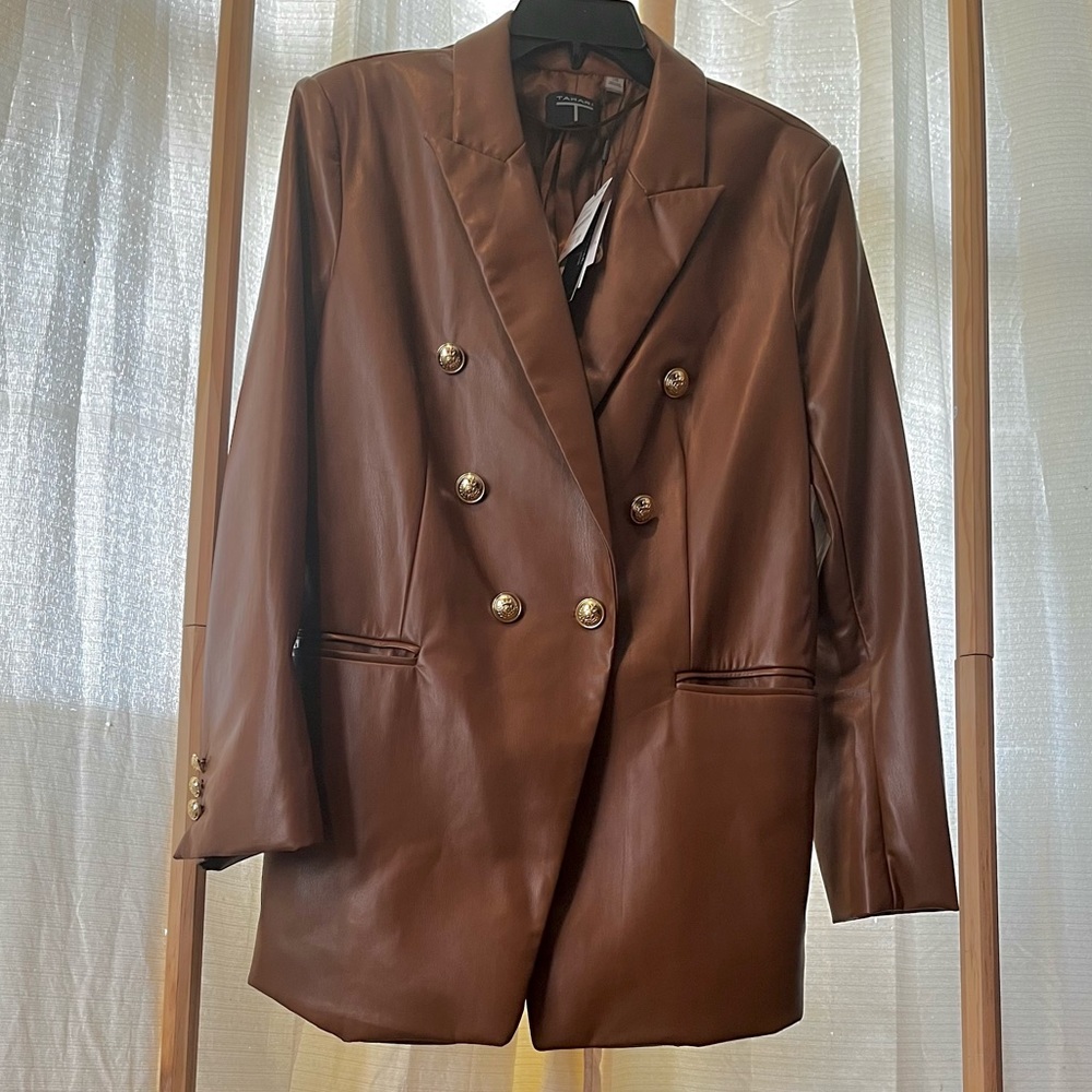 Faux leather blazer